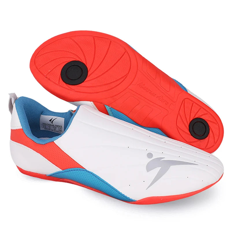 2024 Hot Taekwondo shoes coach shoes thicker soft bottom rubber bottom shoes adult men and women breathable martial arts shoes