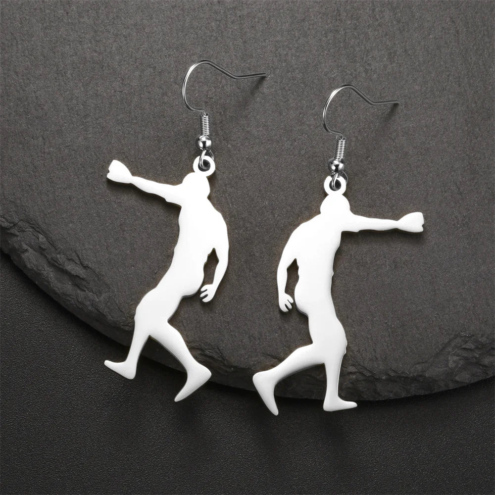My Shape Karate High Kick Drop Earrings Sports Taekwondo Jiu Jitsu Martial Art Dangle Earrings Stainless Steel Jewelry Girls Gym