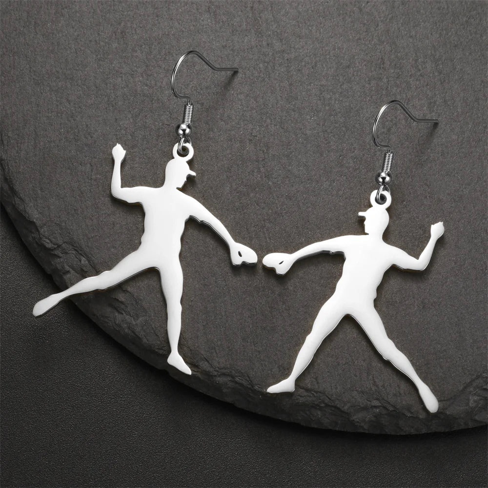 My Shape Karate High Kick Drop Earrings Sports Taekwondo Jiu Jitsu Martial Art Dangle Earrings Stainless Steel Jewelry Girls Gym