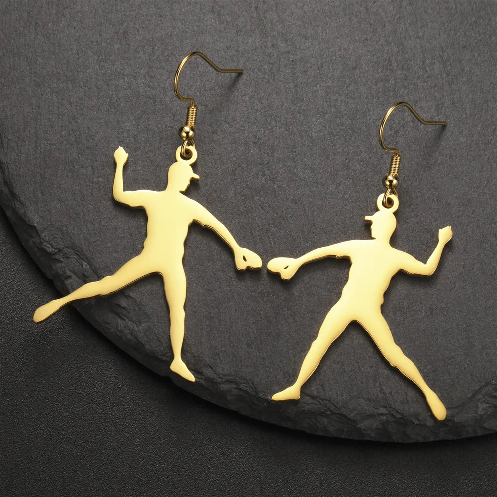 My Shape Karate High Kick Drop Earrings Sports Taekwondo Jiu Jitsu Martial Art Dangle Earrings Stainless Steel Jewelry Girls Gym
