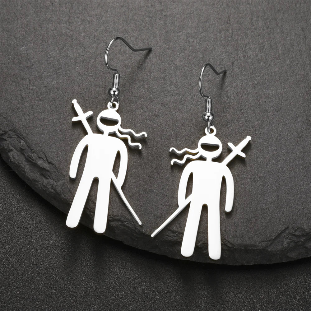 My Shape Karate High Kick Drop Earrings Sports Taekwondo Jiu Jitsu Martial Art Dangle Earrings Stainless Steel Jewelry Girls Gym