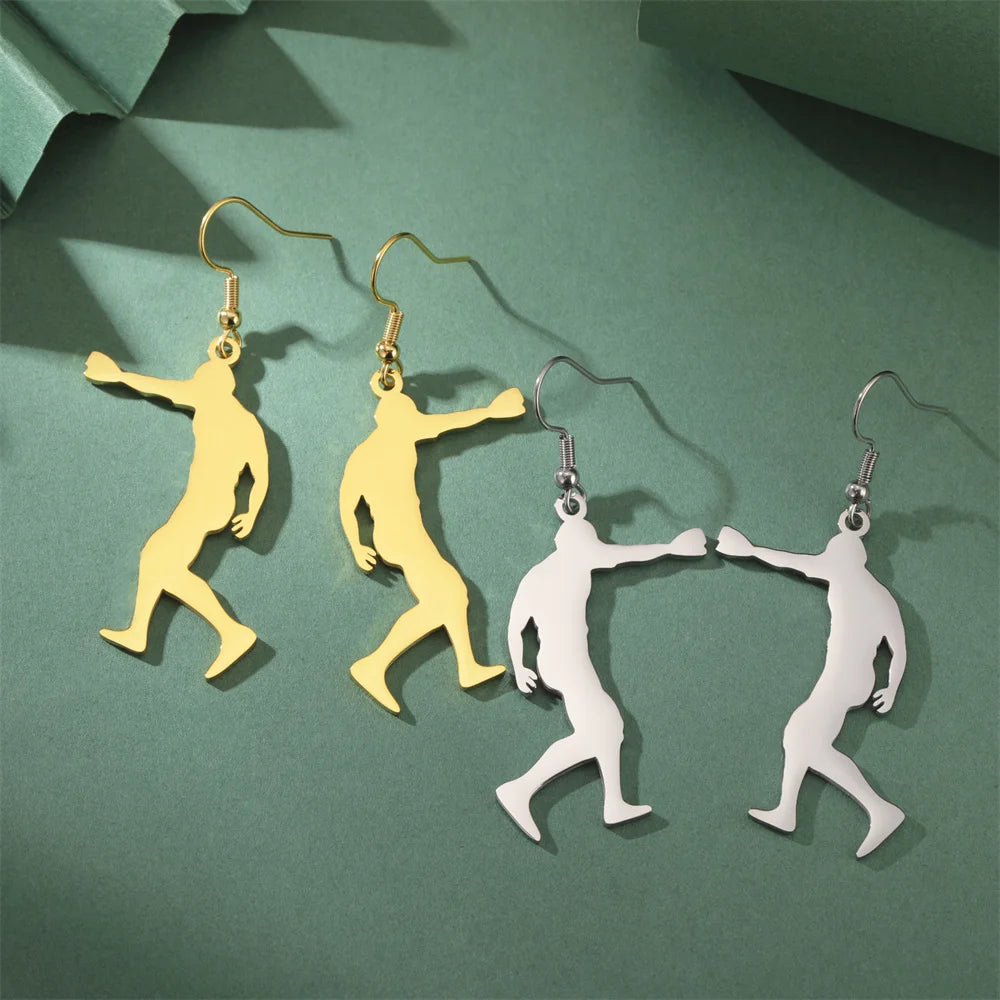 My Shape Karate High Kick Drop Earrings Sports Taekwondo Jiu Jitsu Martial Art Dangle Earrings Stainless Steel Jewelry Girls Gym