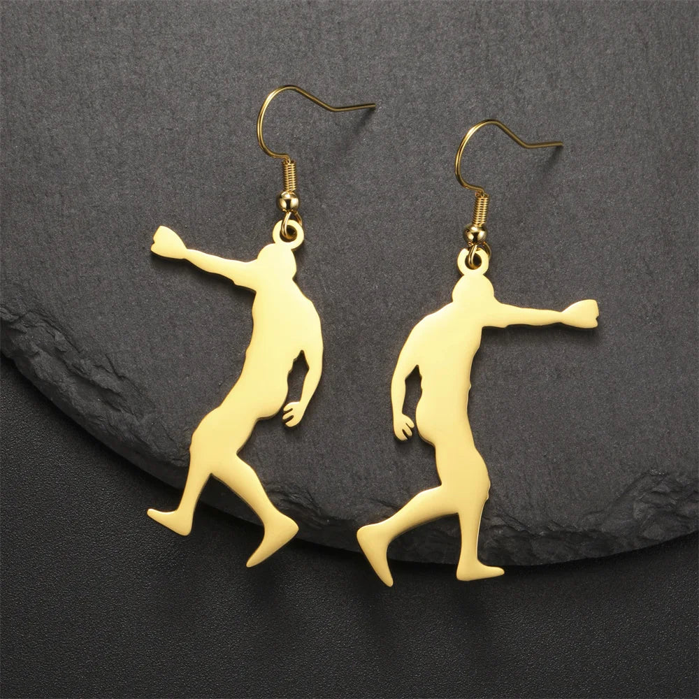 My Shape Karate High Kick Drop Earrings Sports Taekwondo Jiu Jitsu Martial Art Dangle Earrings Stainless Steel Jewelry Girls Gym